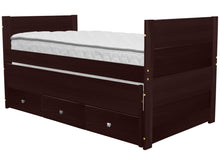 Load image into Gallery viewer, All in One Twin Bed with Trundle and 3 Drawers in Cappuccino
