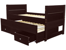Load image into Gallery viewer, All in One Twin Bed with Trundle and 3 Drawers in Cappuccino