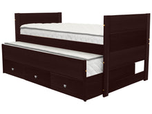 Load image into Gallery viewer, All in One Twin Bed with Trundle and 3 Drawers in Cappuccino
