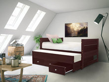 Load image into Gallery viewer, All in One Twin Bed with Trundle and 3 Drawers in Cappuccino