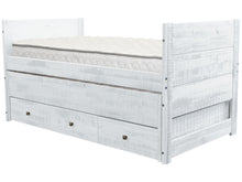 Load image into Gallery viewer, All in One Twin Bed with Trundle and 3 Drawers in Rustic White