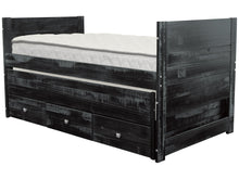 Load image into Gallery viewer, All in One Twin Bed with Trundle and 3 Drawers in Weathered Black