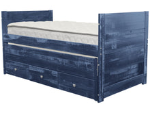 Load image into Gallery viewer, All in One Twin Bed with Trundle and 3 Drawers in Weathered Blue