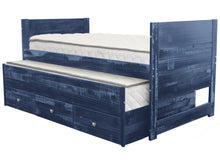Load image into Gallery viewer, All in One Twin Bed with Trundle and 3 Drawers in Weathered Blue