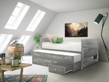 Load image into Gallery viewer, All in One Twin Bed with Trundle and 3 Drawers in Weathered Gray