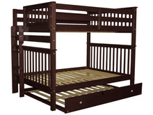 Load image into Gallery viewer, Bunk Beds Full over Full End Ladder Cappuccino + Full Trundle
