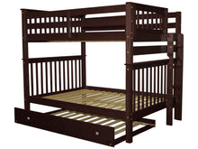 Load image into Gallery viewer, Bunk Beds Full over Full End Ladder Cappuccino + Trundle