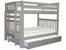 Load image into Gallery viewer, Bunk Beds Full over Full End Ladder Gray + Full Trundle