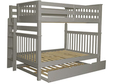 Load image into Gallery viewer, Bunk Beds Full over Full End Ladder Gray + Full Trundle