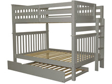 Load image into Gallery viewer, Bunk Beds Full over Full End Ladder Gray + Trundle