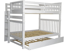 Load image into Gallery viewer, Bunk Beds Full over Full End Ladder White + Full Trundle