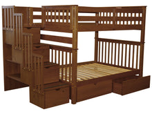Load image into Gallery viewer, Bunk Beds Full over Full Stairway Expresso + 2 Extra Drawers