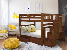 Load image into Gallery viewer, Bunk Beds Full over Full Stairway Expresso + 2 Extra Drawers
