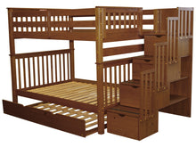 Load image into Gallery viewer, Bunk Beds Full over Full Stairway Expresso + Full Trundle