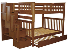 Load image into Gallery viewer, Bunk Beds Full over Full Stairway Expresso + Trundle