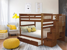 Load image into Gallery viewer, Bunk Beds Full over Full Stairway Expresso + Trundle