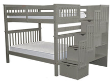 Load image into Gallery viewer, Bunk Beds Full over Full Stairway Gray