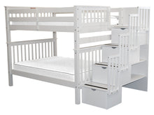 Load image into Gallery viewer, Bunk Beds Full over Full Stairway White