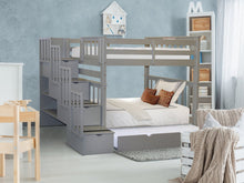 Load image into Gallery viewer, Bunk Beds Tall Twin over Twin Stairway Gray + Trundle