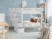 Load image into Gallery viewer, Bunk Beds Tall Twin over Twin Stairway White