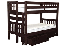 Load image into Gallery viewer, Bunk Bed Twin over Twin End Ladder Cappuccino + Drawers