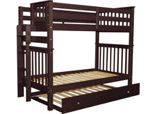 Load image into Gallery viewer, Bunk Beds Tall Twin over Twin End Ladder Cappuccino + Trundle