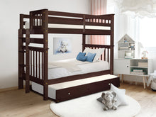 Load image into Gallery viewer, Bunk Beds Tall Twin over Twin End Ladder Cappuccino + Trundle