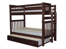Load image into Gallery viewer, Bunk Beds Tall Twin over Twin End Ladder Cappuccino + Trundle