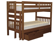 Load image into Gallery viewer, Bunk Bed Twin over Twin End Ladder Expresso + Drawers
