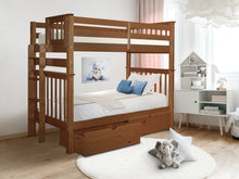 Load image into Gallery viewer, Bunk Beds Tall Twin over Twin End Ladder Expresso + 2 Drawers