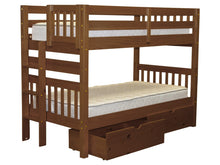 Load image into Gallery viewer, Bunk Bed Twin over Twin End Ladder Expresso + Drawers