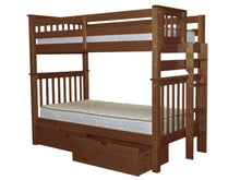 Load image into Gallery viewer, Bunk Beds Tall Twin over Twin End Ladder Expresso + 2 Drawers