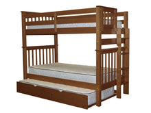 Load image into Gallery viewer, Bunk Beds Tall Twin over Twin End Ladder Expresso + Trundle