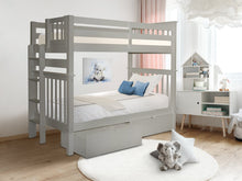 Load image into Gallery viewer, Bunk Beds Tall Twin over Twin End Ladder Gray + 2 Drawers