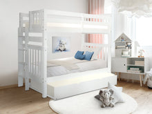 Load image into Gallery viewer, Bunk Beds Tall Twin over Twin End Ladder White + Trundle