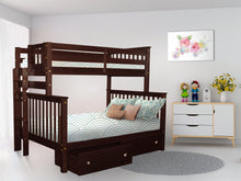 Load image into Gallery viewer, Bunk Beds Twin over Full End Ladder Cappuccino + Drawers