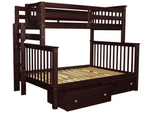 Load image into Gallery viewer, Bunk Beds Twin over Full End Ladder Cappuccino + Drawers
