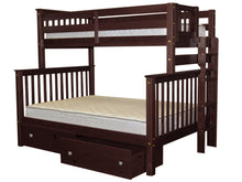 Load image into Gallery viewer, Bunk Beds Twin over Full End Ladder Cappuccino + Drawers