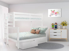 Load image into Gallery viewer, Bunk Beds Twin over Full End Ladder White + Drawers