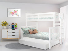 Load image into Gallery viewer, Bunk Beds Twin over Full End Ladder White + Full Trundle