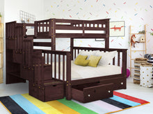 Load image into Gallery viewer, Bunk Beds Twin over Full Stairway Cappuccino + 2 Extra Drawers