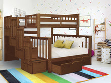 Load image into Gallery viewer, Bunk Beds Twin over Full Stairway Expresso + 2 Extra Drawers