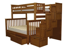 Load image into Gallery viewer, Bunk Beds Twin over Full Stairway Expresso + 2 Extra Drawers