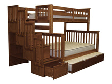 Load image into Gallery viewer, Bunk Beds Twin over Full Stairway Expresso + Full Trundle