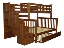 Load image into Gallery viewer, Bunk Beds Twin over Full Stairway Expresso + Trundle
