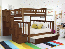 Load image into Gallery viewer, Bunk Beds Twin over Full Stairway Expresso + Trundle