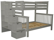 Load image into Gallery viewer, Bunk Beds Twin over Full Stairway Gray
