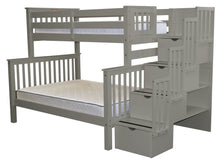 Load image into Gallery viewer, Bunk Beds Twin over Full Stairway Gray