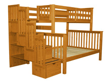 Load image into Gallery viewer, Bunk Beds Twin over Full Stairway Honey