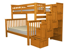 Load image into Gallery viewer, Bunk Beds Twin over Full Stairway Honey